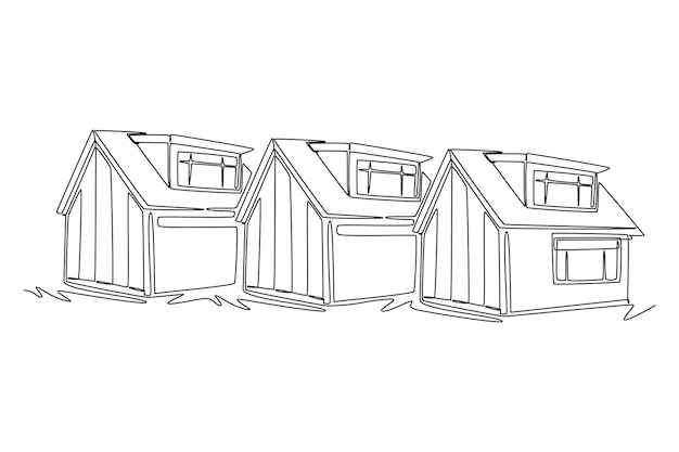 Concepto inmobiliario Diseño de dibujo de línea única Ilustración gráfica vectorial