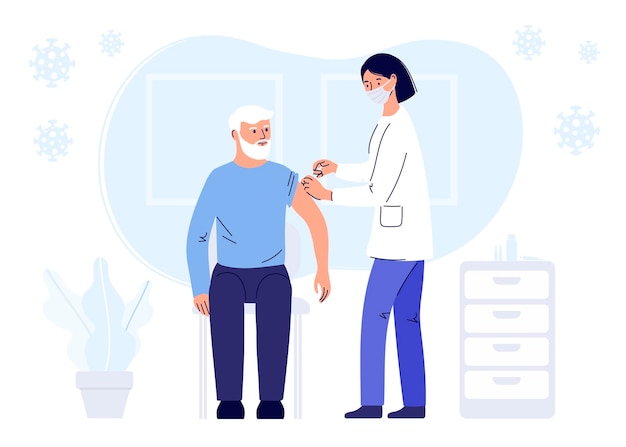 concepto de inmunización humana para la salud de la inmunidad covid19 una doctora con un protector