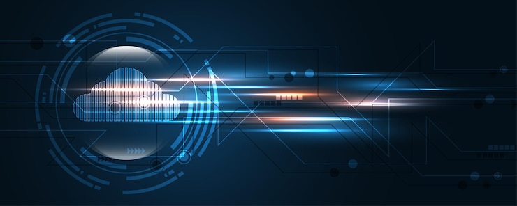 Vector concepto de innovación de servicios de datos digitales de fondo de tecnología de almacenamiento de computación en la nube