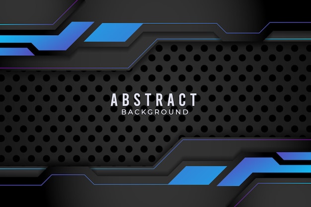 Concepto de innovación tecnológica de diseño metálico abstracto azul y negro. vector premium