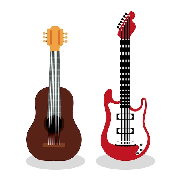 Concepto de instrumento de música representado por el icono de la guitarra