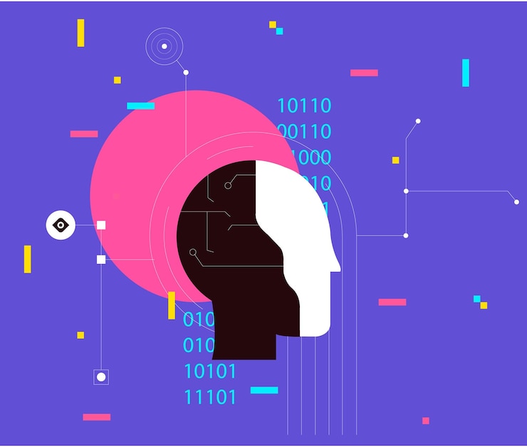 Vector concepto de inteligencia artificial aprendizaje automático e inteligencia artificial ilustración vectorial hum