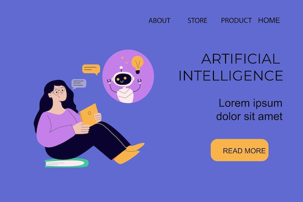 Concepto de inteligencia artificial con personas Ilustración vectorial plana