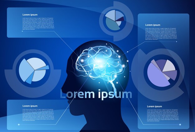 Concepto de inteligencia de pensamiento de actividad de neuronas del cerebro