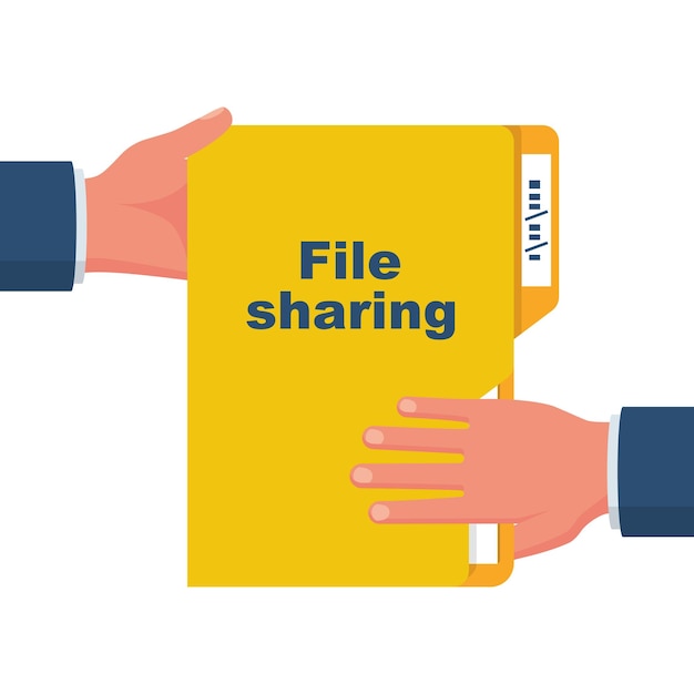 Concepto de intercambio de archivos Un hombre de negocios entrega documentos a otro Da carpeta documentos documento