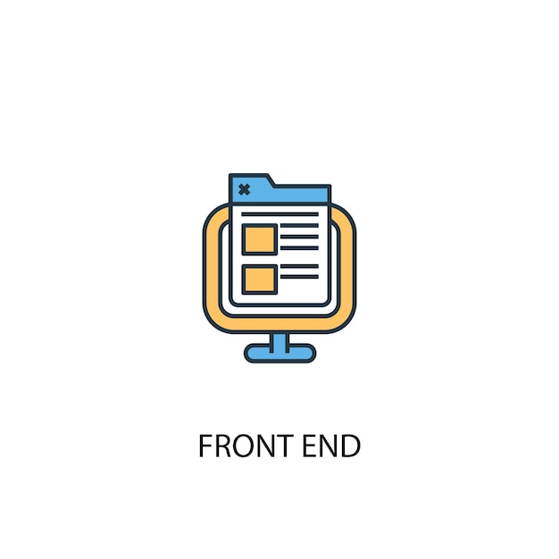 Concepto de interfaz de usuario 2 icono de línea de color. Ilustración simple elemento amarillo y azul. diseño de símbolo de esquema de concepto de front-end