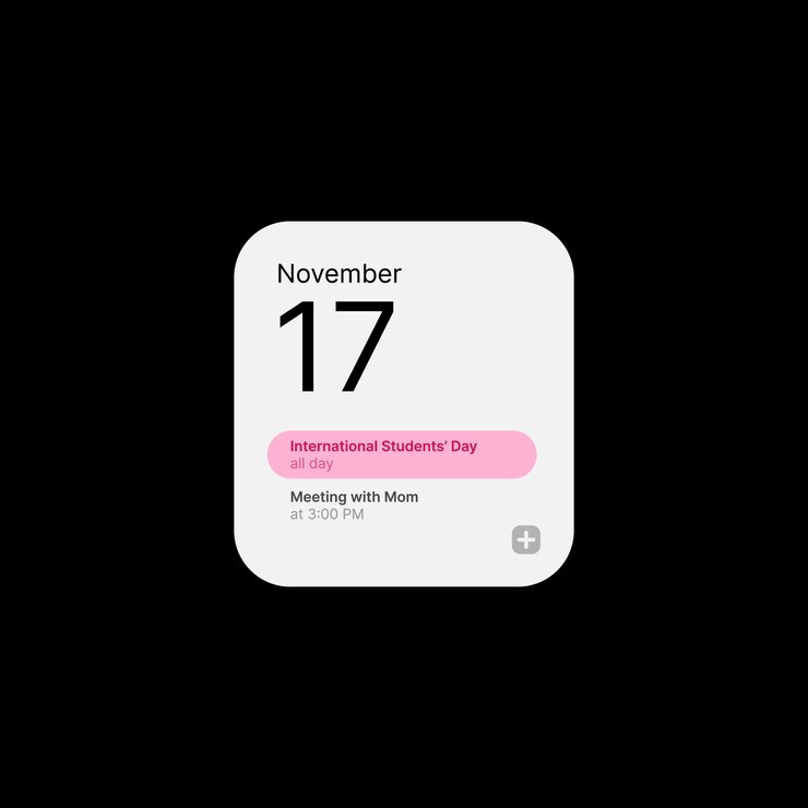 Vector concepto de interfaz de usuario de widget de calendario sobre fondo negro ilustración de redes sociales mes día calendario editable e icono de recordatorio elemento web para aplicaciones móviles