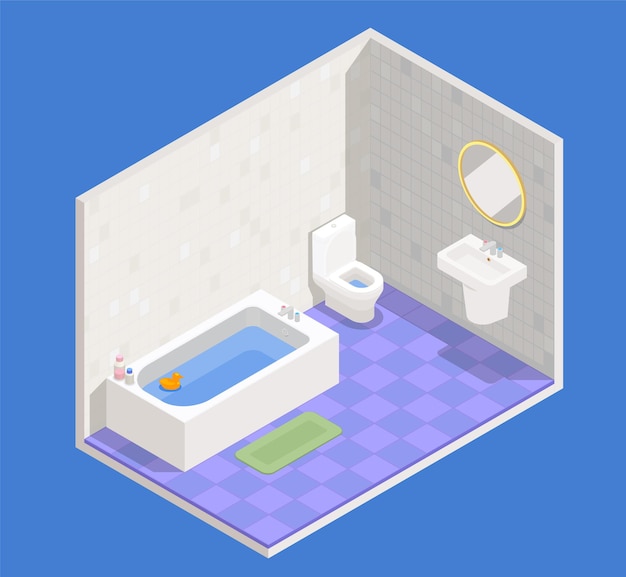 Concepto interior de baño con símbolos de lavabo e inodoro