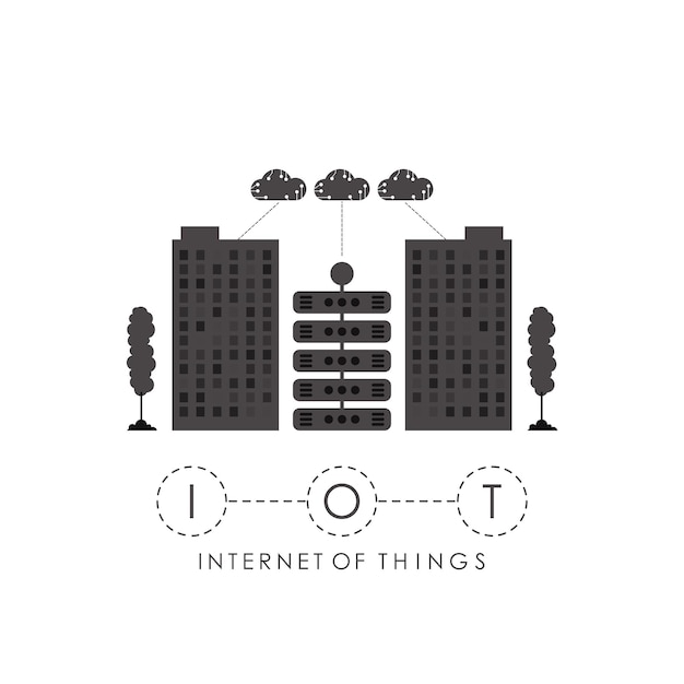 Concepto de Internet de las cosas Ciudad conectada a Internet Bueno para presentaciones Ilustración vectorial
