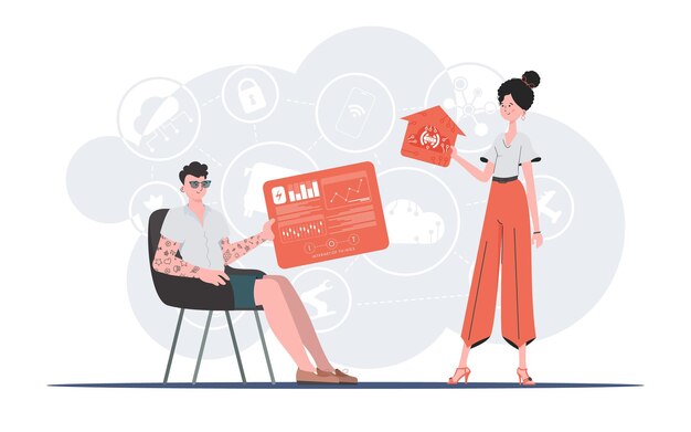 Concepto de Internet de las cosas Equipo de Internet de las cosas Bueno para sitios web y presentaciones Ilustración vectorial