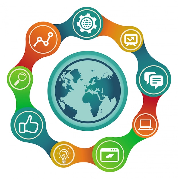 Concepto de internet de vector con globo