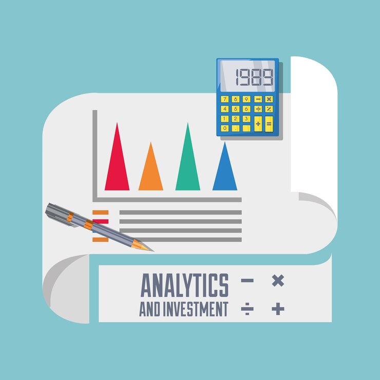 Vector concepto de inversión de calculadora de documentos