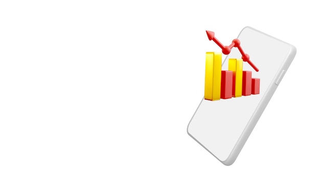 Concepto de inversión financiera Concepto de inversión exitoso Gráfico de negocios realista en 3D en el teléfono móvil Objetivo 3d para la inversión financiera del banco comercial Ilustración vectorial