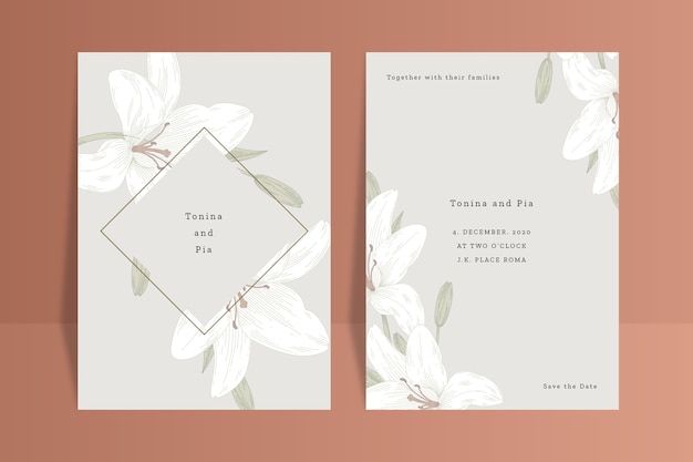 Concepto de invitación de boda con flor