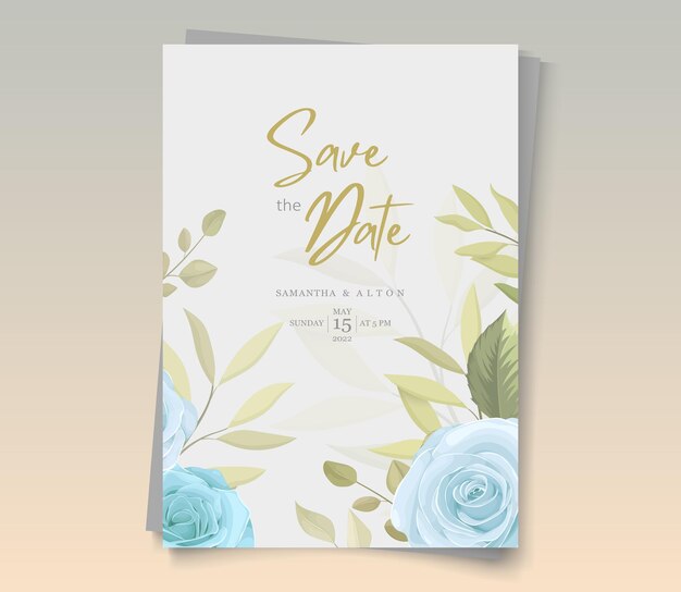 Vector concepto de invitación de boda con hermosas rosas y hojas