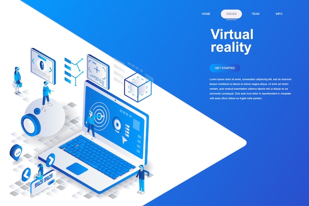 Concepto isométrico de diseño plano moderno de realidad virtual.