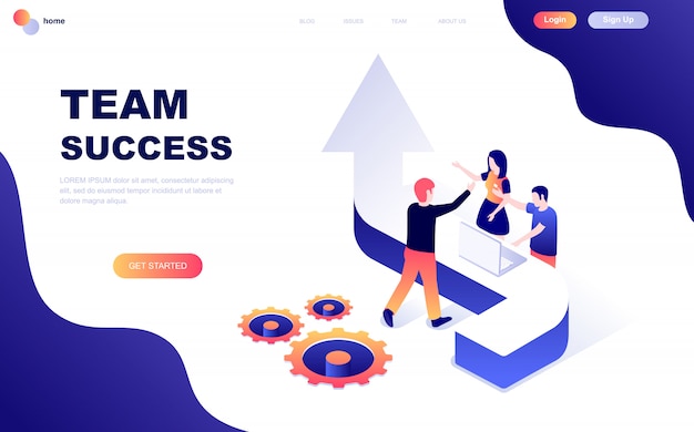 Concepto isométrico de diseño plano moderno de Team Success