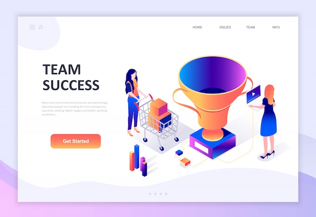 Concepto isométrico de diseño plano moderno de Team Success