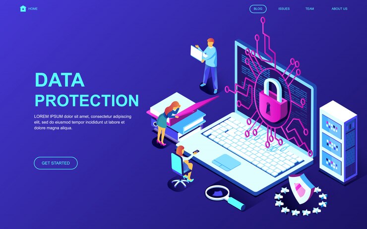 Vector concepto isométrico moderno de diseño plano de protección de datos