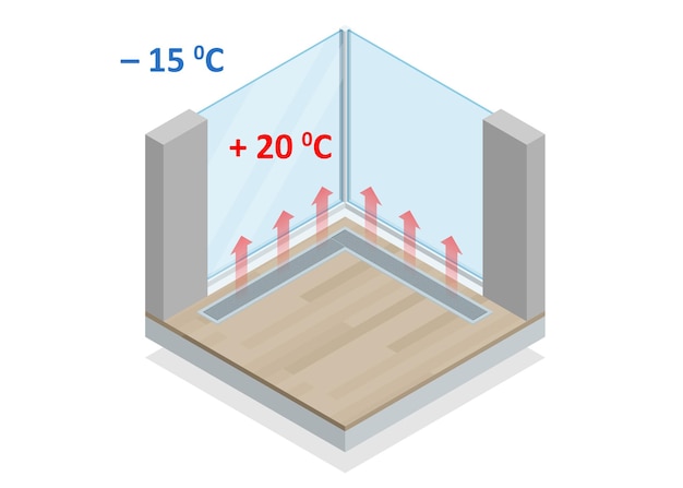 Vector concepto isométrico de puerta de aire o cortina de aire un gabinete de cortina de aire comercial típico imagen de imágenes prediseñadas aislada sobre fondo blanco
