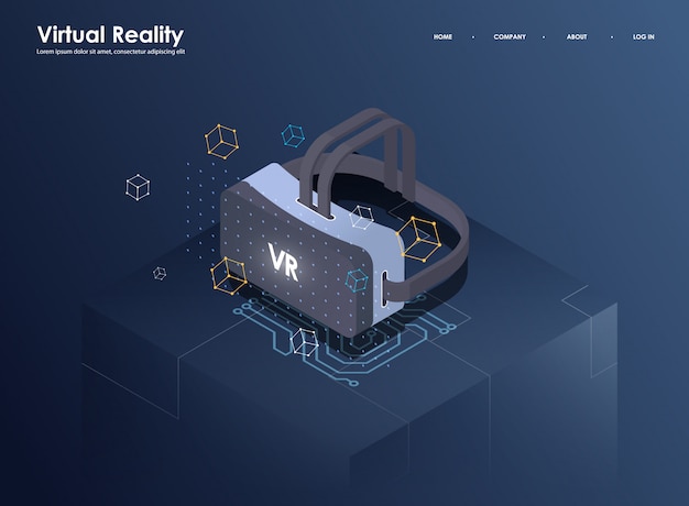 Concepto isométrico de realidad aumentada. plantilla de diseño plano para aplicaciones móviles y sitios web. ilustración isométrica de realidad virtual.