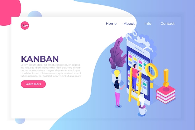Concepto isométrico del tablero de tareas scrum o canban. notas para el desarrollo ágil de software.