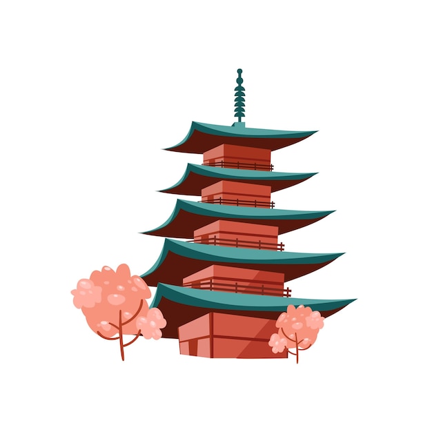 Concepto japón china edificio antiguo esta ilustración es un diseño de vector plano