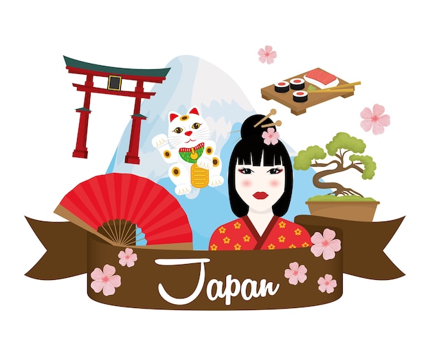 Vector concepto de japón con diseño de icono de cultura