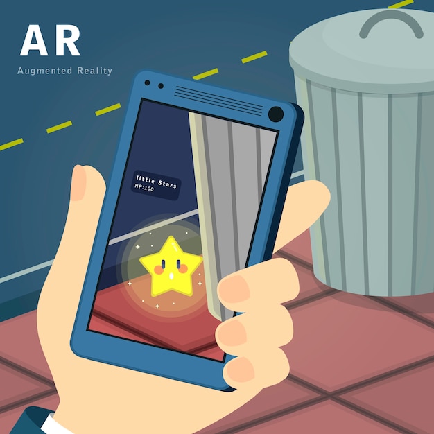 Concepto de juego de realidad aumentada en estilo plano