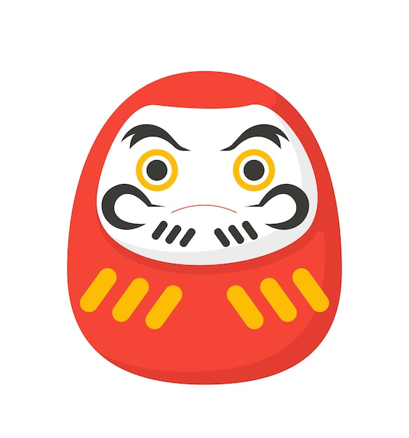 Concepto de juguete rojo japonés, elemento decorativo de tradiciones y cultura del este de Asia para gráficos de apartamentos