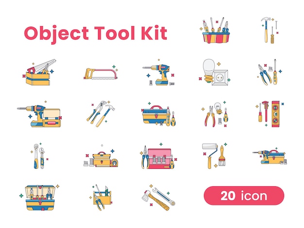 Vector concepto de kit de herramientas de objetos 2d diseño de ilustraciones de iconos modernos