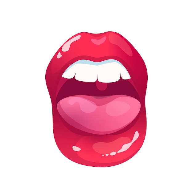 Concepto Labios sensuales Esta ilustración vectorial plana muestra un par de labios sensuales con una lengua
