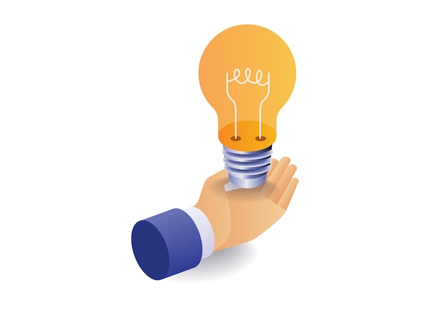 Concepto de lámpara de mano con idea