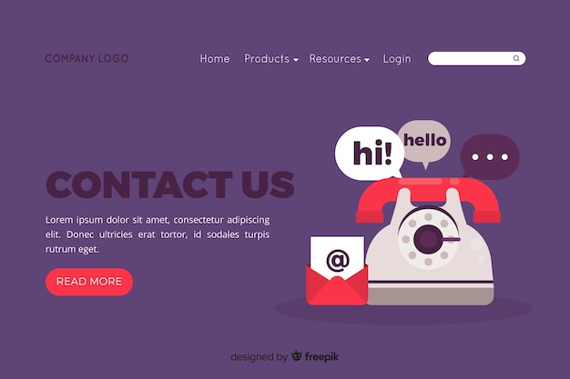 Concepto para landing page de contacto