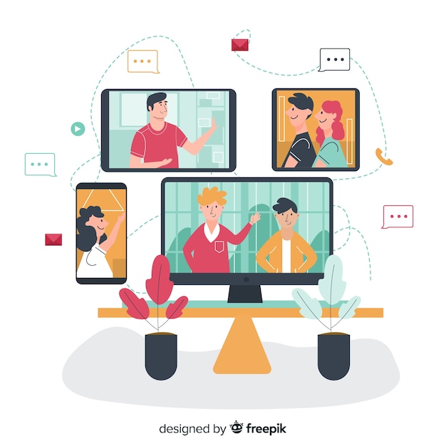 Concepto para landing page de videoconferencia