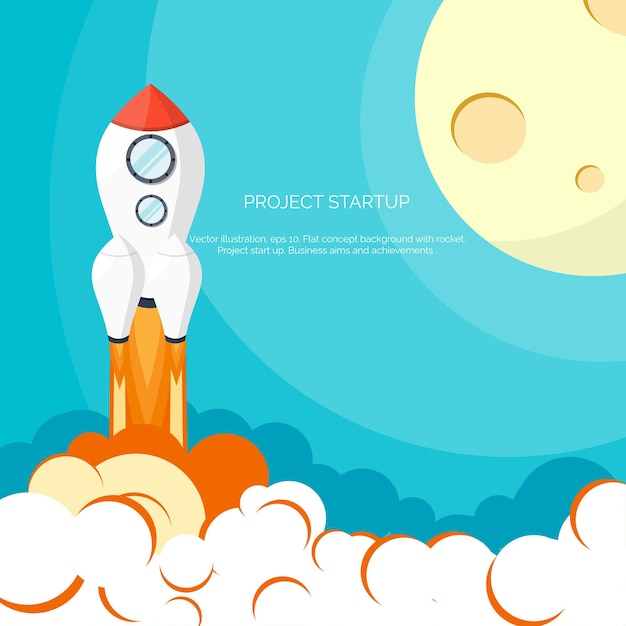 Concepto de lanzamiento de cohetes espaciales planos y desarrollo de proyectos de exploración espacial