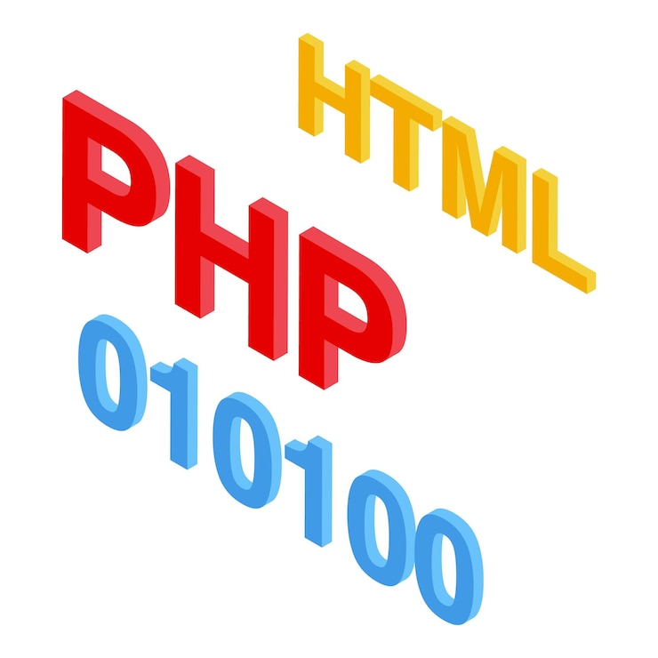 Vector concepto del lenguaje de programación de código binario php html