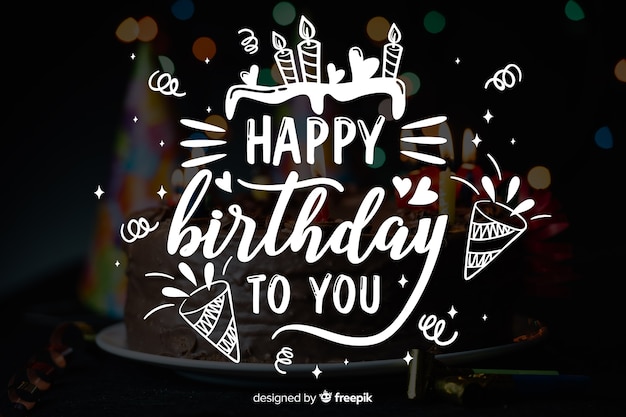 Vector concepto de letras feliz cumpleaños con foto