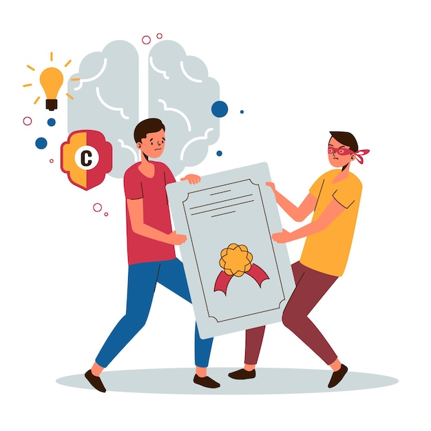 Concepto de ley de patentes de diseño plano con certificado