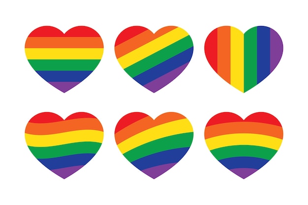 Vector concepto lgbtqi de icono plano en forma de corazón de color arco iris