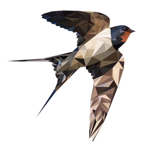 Concepto de libertad golondrina en aves migratorias de estilo low poly