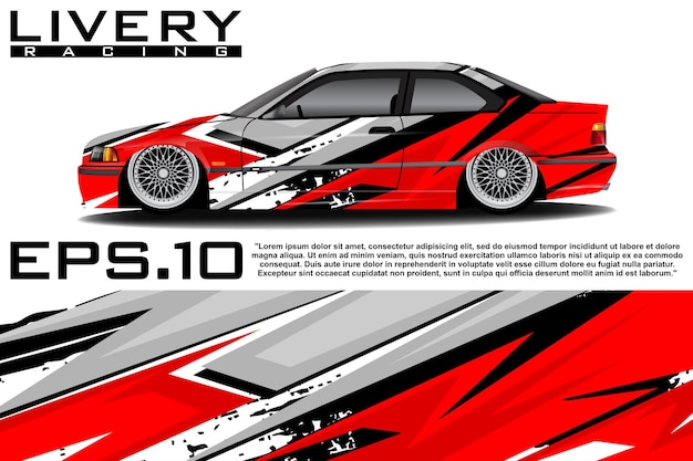 El concepto de una librea de pegatina de envoltura de coche de carreras. Antecedentes abstractos para envolver vehículos, autos de carrera