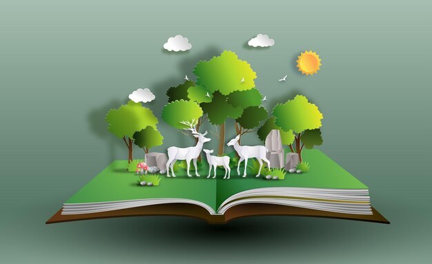 concepto de libro y árbol