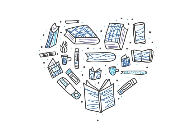 Concepto del libro Ilustración vectorial en estilo doodle
