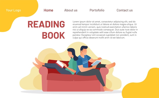 Concepto de libro de lectura para la página de destino. ilustraciones perfectas para sitios web y aplicaciones móviles