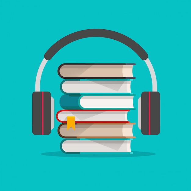 Vector concepto de libros de audio con ilustración de concepto de auriculares