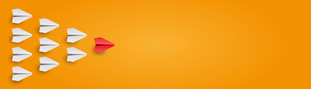 Concepto de liderazgo Banner de plano líder individual sobre fondo blanco