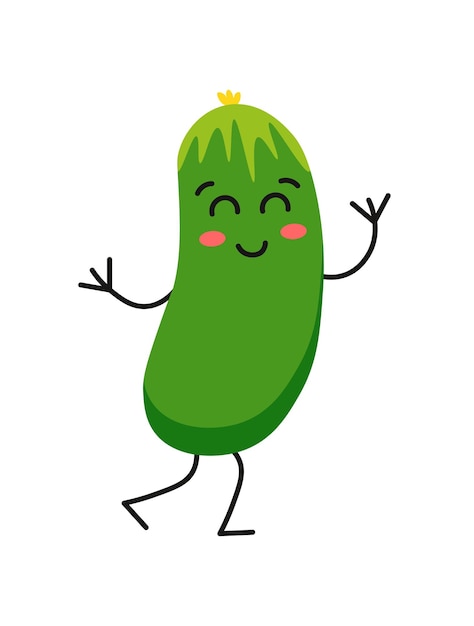 Concepto Lindo vegetal de pepino vegano Un diseño de vector plano es un concepto popular