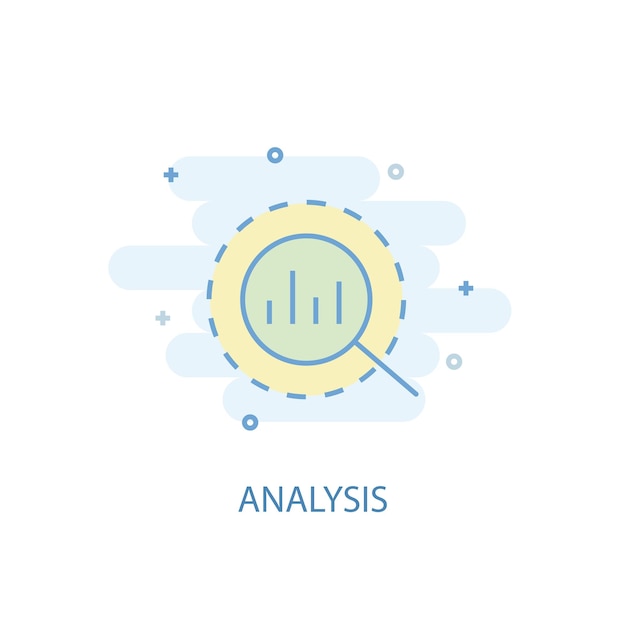 Concepto de línea de análisis. Icono de línea simple, ilustración en color. diseño plano del símbolo de análisis. Puede usarse para UI / UX