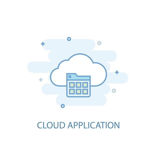 Concepto de línea de aplicación en la nube Icono de línea simple ilustración en color Diseño plano del símbolo de la aplicación en la nube Se puede utilizar para UIUX